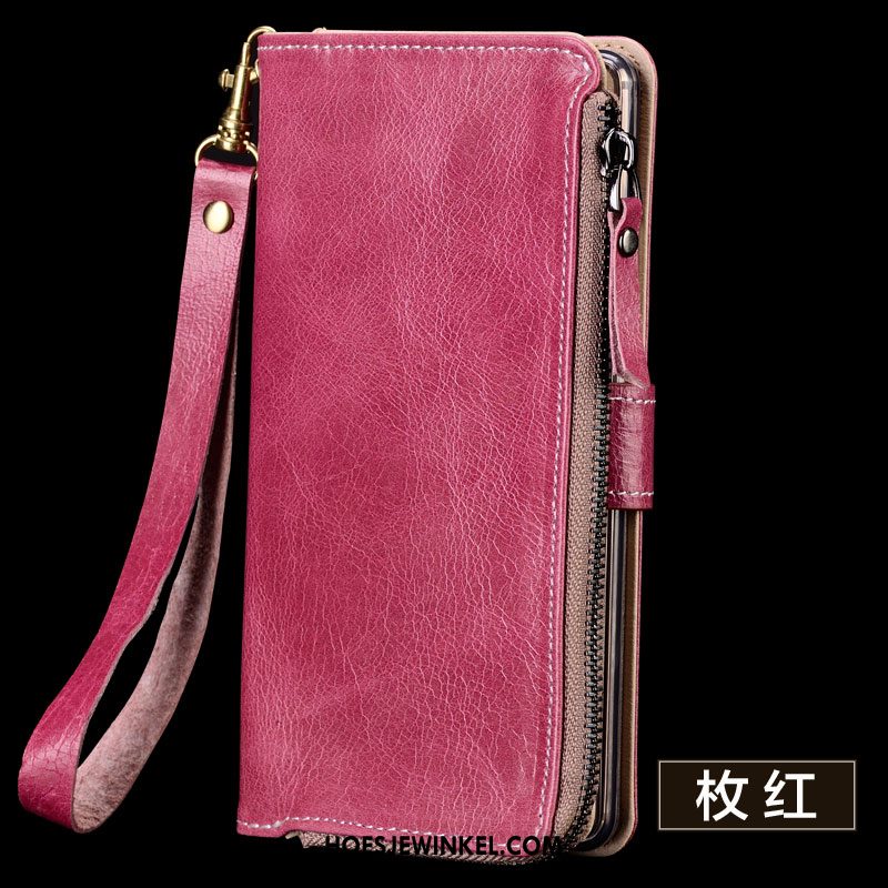 Huawei Y6 2019 Hoesje Bescherming Koe Rood, Huawei Y6 2019 Hoesje Rits Folio