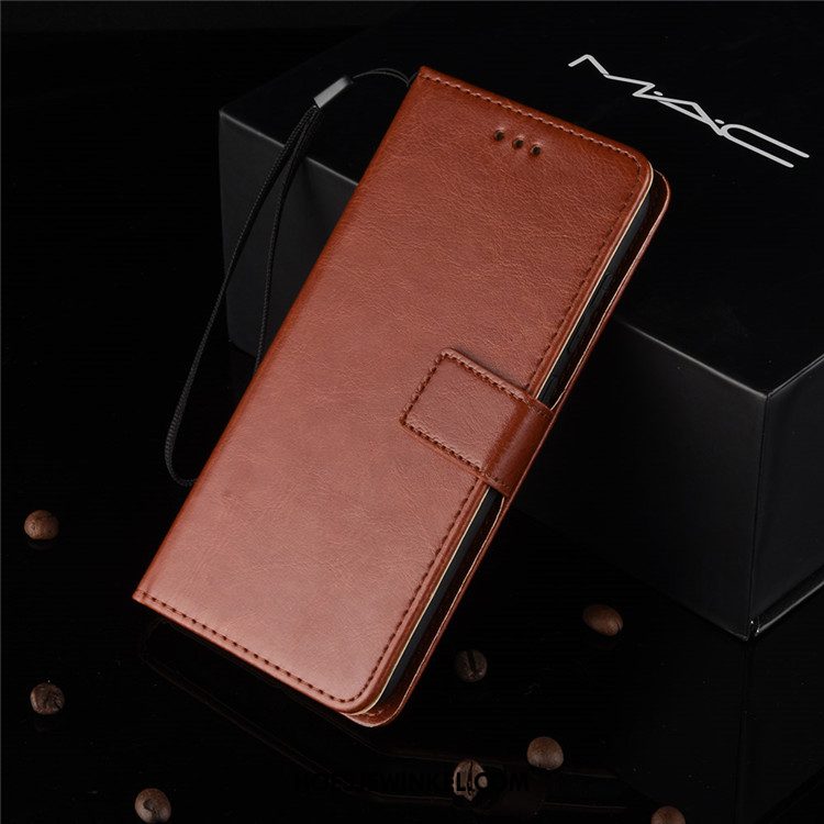 Huawei Y6 2019 Hoesje Bescherming Patroon Folio, Huawei Y6 2019 Hoesje Hoes Leren Etui Braun