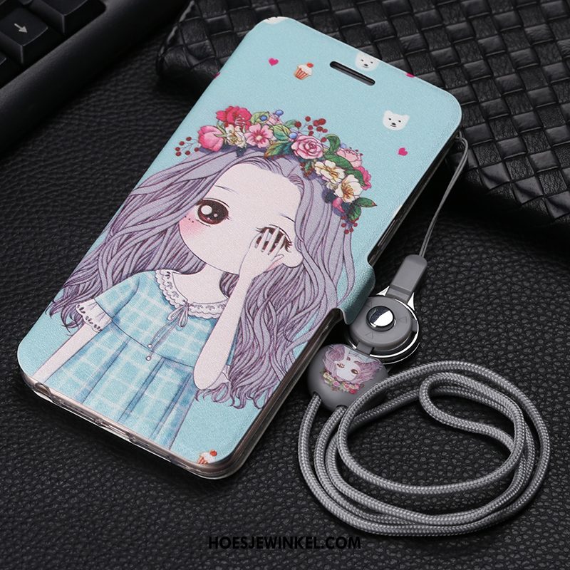 Huawei Y6 2019 Hoesje Hanger Mooie Mobiele Telefoon, Huawei Y6 2019 Hoesje Purper Leren Etui