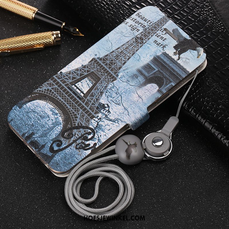 Huawei Y6 2019 Hoesje Hanger Mooie Mobiele Telefoon, Huawei Y6 2019 Hoesje Purper Leren Etui