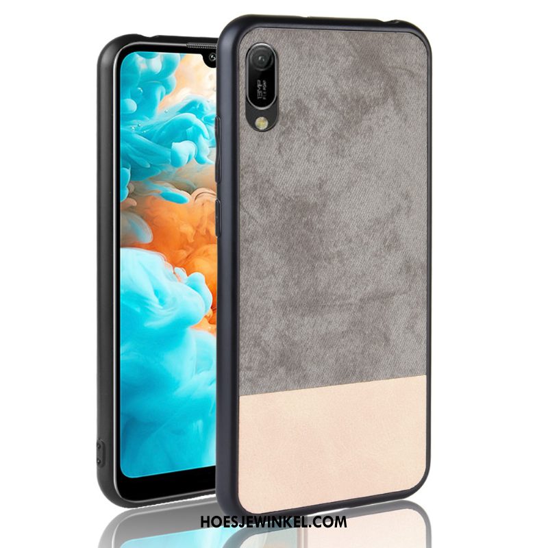 Huawei Y6 2019 Hoesje Hoes Gemengde Kleuren Bescherming, Huawei Y6 2019 Hoesje Denim Patroon