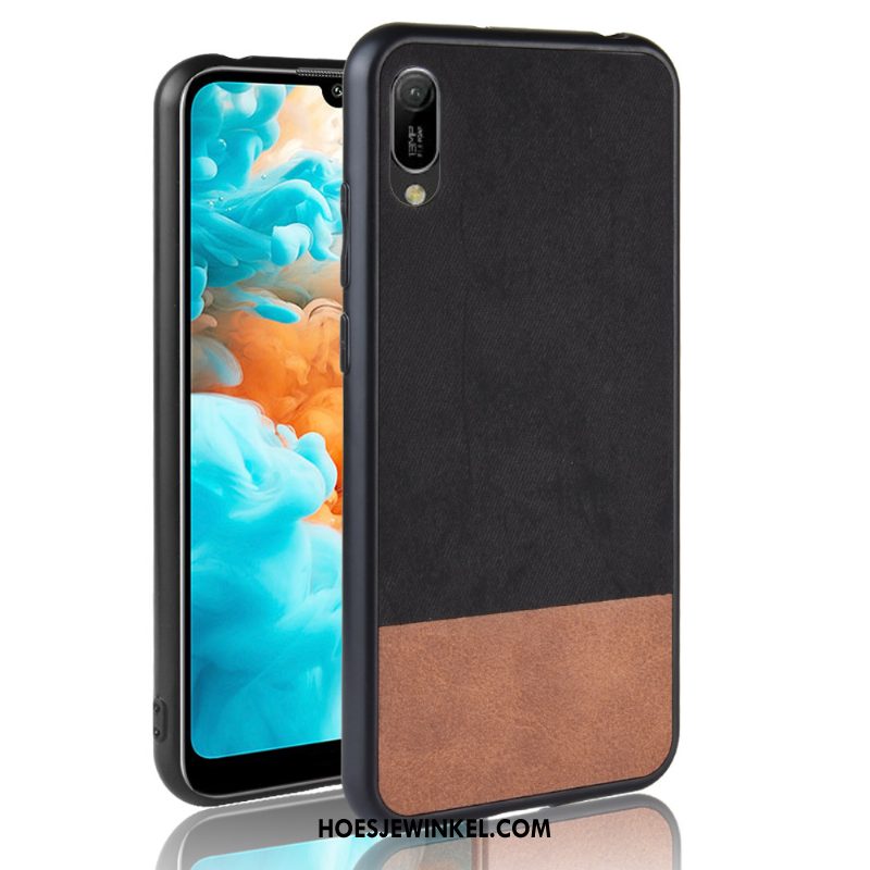 Huawei Y6 2019 Hoesje Hoes Gemengde Kleuren Bescherming, Huawei Y6 2019 Hoesje Denim Patroon