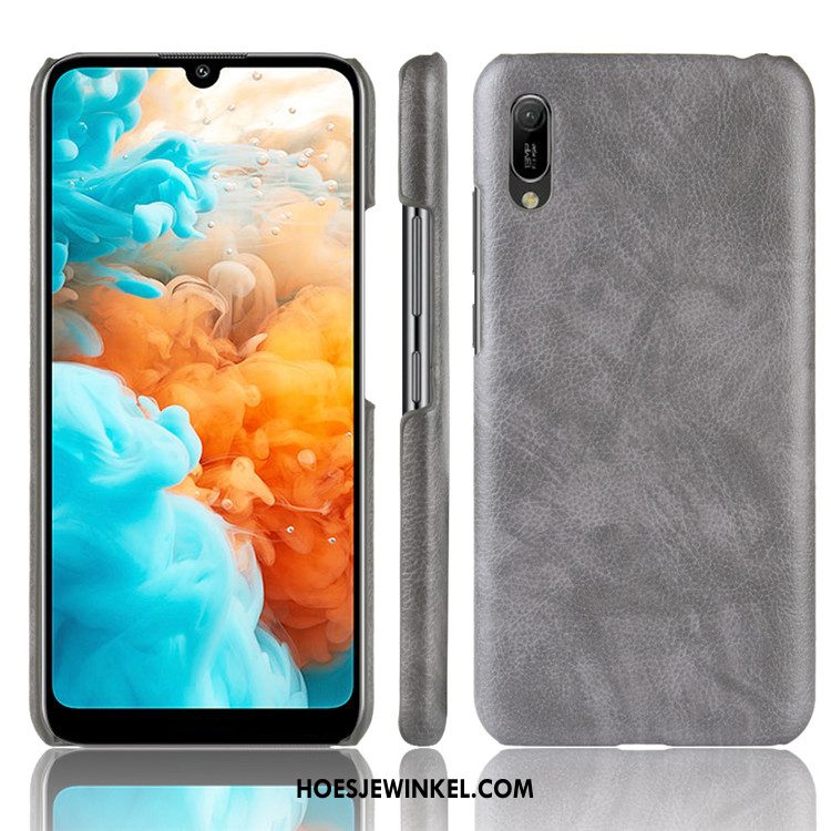 Huawei Y6 2019 Hoesje Hoes Patroon Soort Aziatische Vrucht, Huawei Y6 2019 Hoesje Mobiele Telefoon Leer Braun