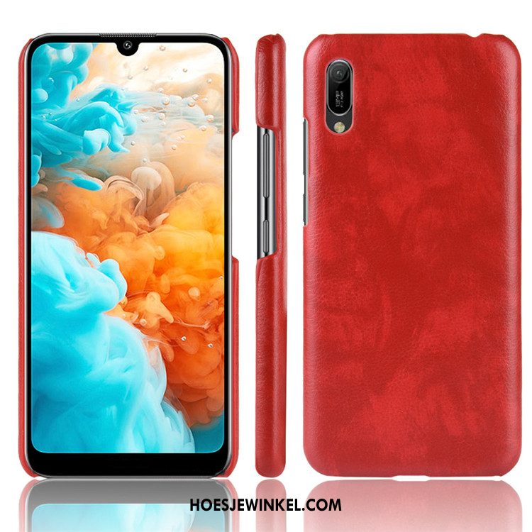 Huawei Y6 2019 Hoesje Hoes Patroon Soort Aziatische Vrucht, Huawei Y6 2019 Hoesje Mobiele Telefoon Leer Braun
