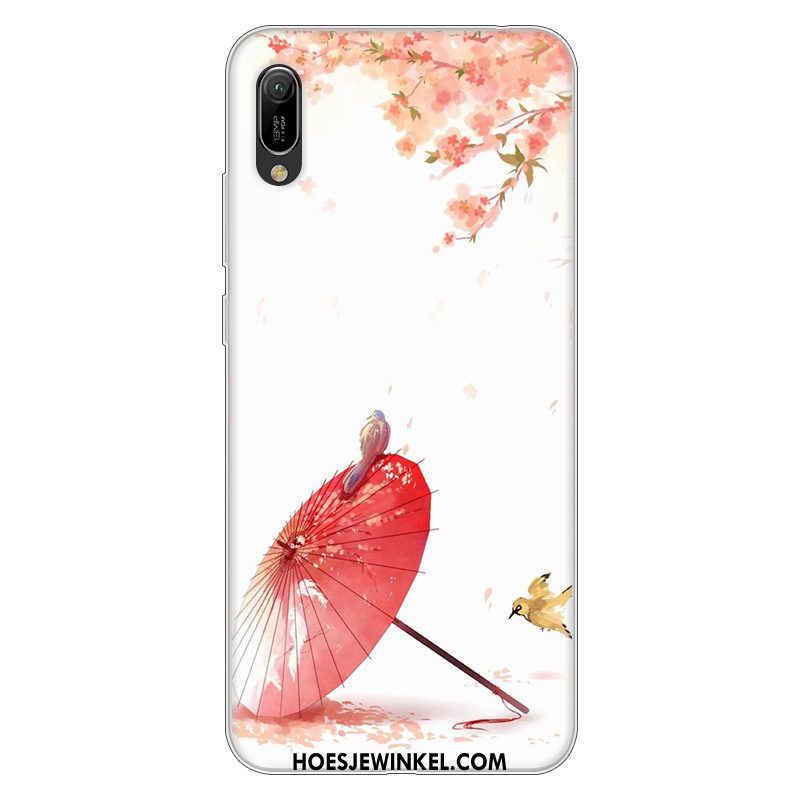 Huawei Y6 2019 Hoesje Wit Spotprent Hoes, Huawei Y6 2019 Hoesje Mobiele Telefoon Zacht