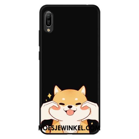 Huawei Y6 2019 Hoesje Zwart Mobiele Telefoon Schrobben, Huawei Y6 2019 Hoesje Kant Zacht