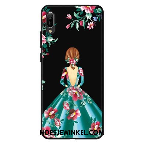 Huawei Y6 2019 Hoesje Zwart Mobiele Telefoon Schrobben, Huawei Y6 2019 Hoesje Kant Zacht