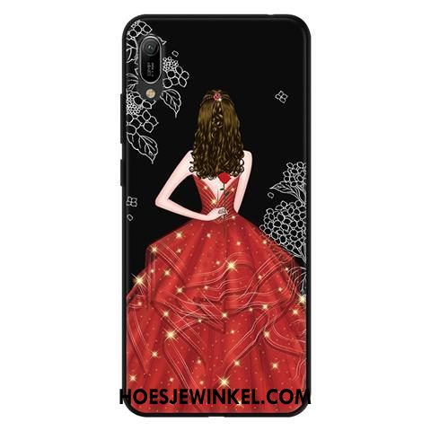 Huawei Y6 2019 Hoesje Zwart Mobiele Telefoon Schrobben, Huawei Y6 2019 Hoesje Kant Zacht