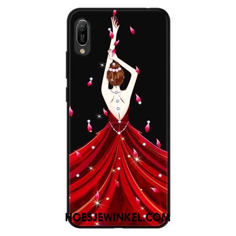 Huawei Y6 2019 Hoesje Zwart Mobiele Telefoon Schrobben, Huawei Y6 2019 Hoesje Kant Zacht