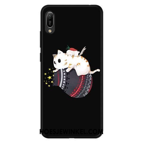 Huawei Y6 2019 Hoesje Zwart Mobiele Telefoon Schrobben, Huawei Y6 2019 Hoesje Kant Zacht