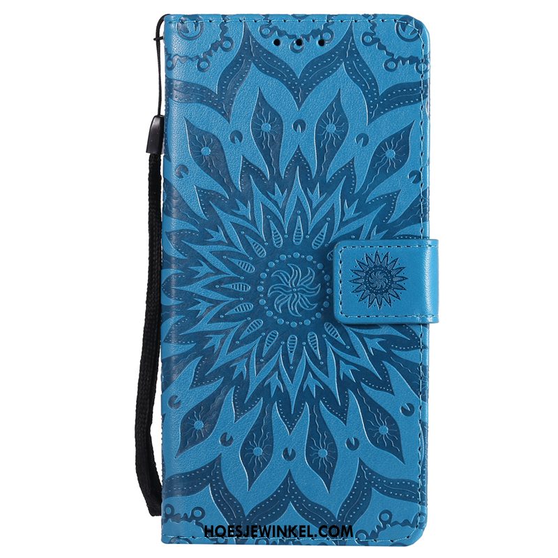 Huawei Y6 Pro 2017 Hoesje Blauw Anti-fall Bloemen, Huawei Y6 Pro 2017 Hoesje Bescherming Zon