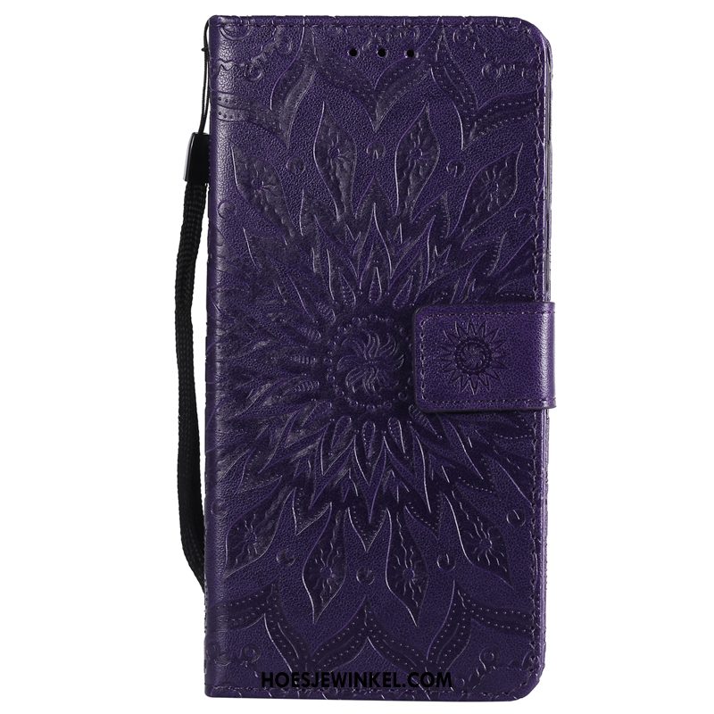 Huawei Y6 Pro 2017 Hoesje Blauw Anti-fall Bloemen, Huawei Y6 Pro 2017 Hoesje Bescherming Zon