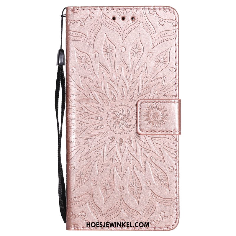 Huawei Y6 Pro 2017 Hoesje Blauw Anti-fall Bloemen, Huawei Y6 Pro 2017 Hoesje Bescherming Zon