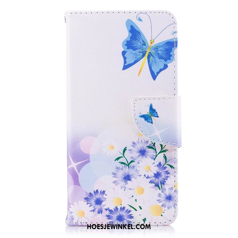 Huawei Y6 Pro 2017 Hoesje Blauw Spotprent Leren Etui, Huawei Y6 Pro 2017 Hoesje Veer Mobiele Telefoon