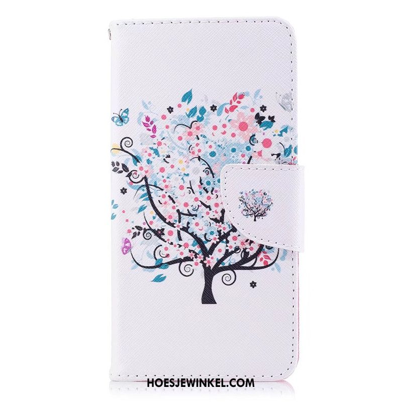 Huawei Y6 Pro 2017 Hoesje Blauw Spotprent Leren Etui, Huawei Y6 Pro 2017 Hoesje Veer Mobiele Telefoon