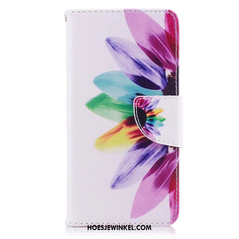 Huawei Y6 Pro 2017 Hoesje Blauw Spotprent Leren Etui, Huawei Y6 Pro 2017 Hoesje Veer Mobiele Telefoon