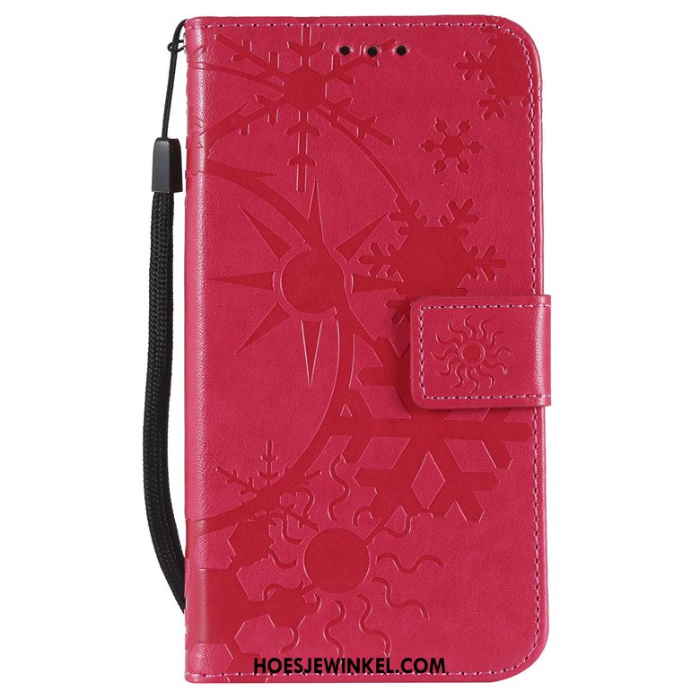 Huawei Y6 Pro 2017 Hoesje Hoes Bescherming Rood, Huawei Y6 Pro 2017 Hoesje Folio Zacht