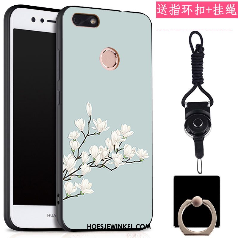 Huawei Y6 Pro 2017 Hoesje Klittenband Ring Hanger, Huawei Y6 Pro 2017 Hoesje Bescherming Zwart