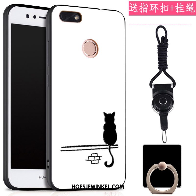 Huawei Y6 Pro 2017 Hoesje Klittenband Ring Hanger, Huawei Y6 Pro 2017 Hoesje Bescherming Zwart