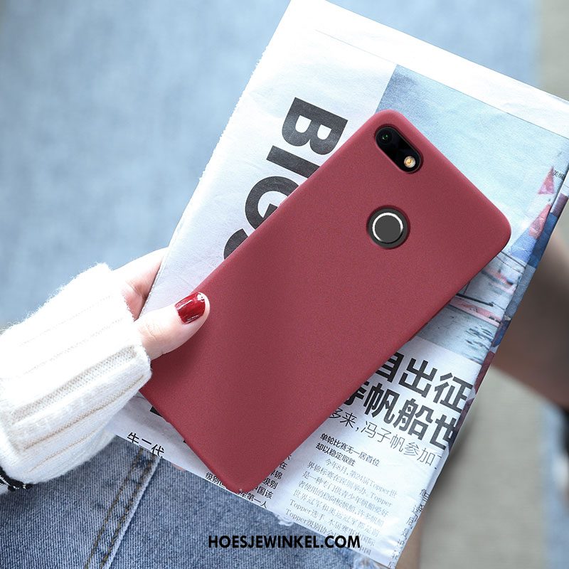 Huawei Y6 Pro 2017 Hoesje Mobiele Telefoon Eenvoudige Schrobben, Huawei Y6 Pro 2017 Hoesje Rood Hard