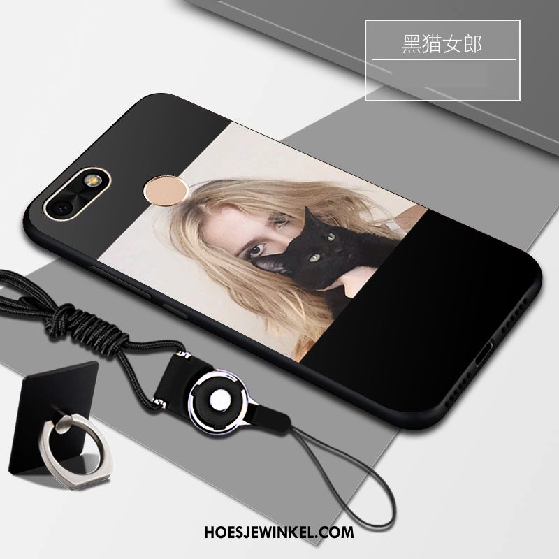 Huawei Y6 Pro 2017 Hoesje Ondersteuning Mobiele Telefoon Zacht, Huawei Y6 Pro 2017 Hoesje Zwart Persoonlijk