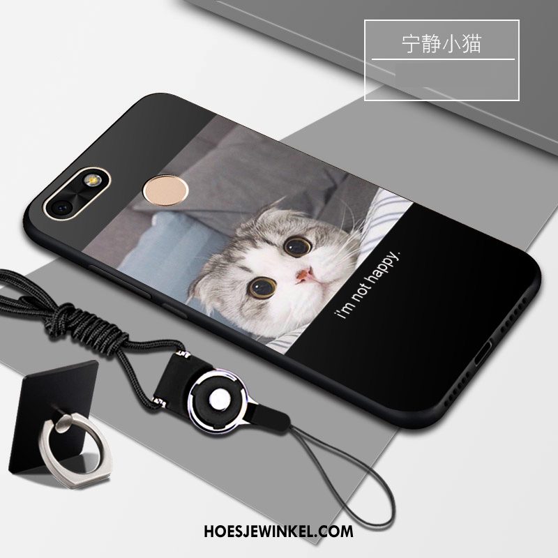 Huawei Y6 Pro 2017 Hoesje Ondersteuning Mobiele Telefoon Zacht, Huawei Y6 Pro 2017 Hoesje Zwart Persoonlijk