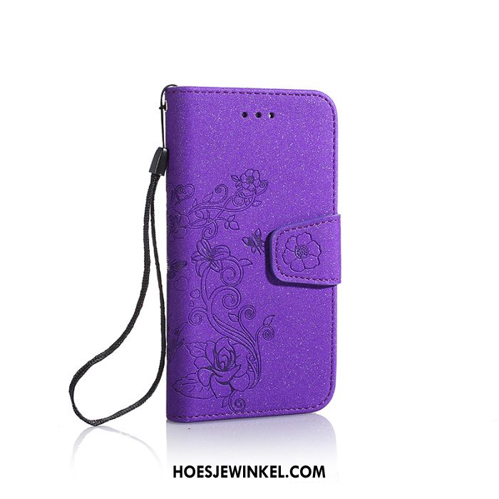 Huawei Y6 Pro 2017 Hoesje Purper Folio Trend, Huawei Y6 Pro 2017 Hoesje Schrobben Mobiele Telefoon