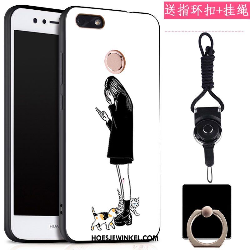 Huawei Y6 Pro 2017 Hoesje Ring Mobiele Telefoon Zwart, Huawei Y6 Pro 2017 Hoesje Klittenband Hanger