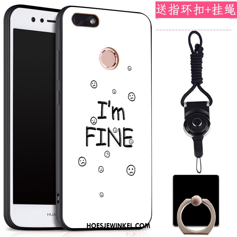 Huawei Y6 Pro 2017 Hoesje Ring Mobiele Telefoon Zwart, Huawei Y6 Pro 2017 Hoesje Klittenband Hanger