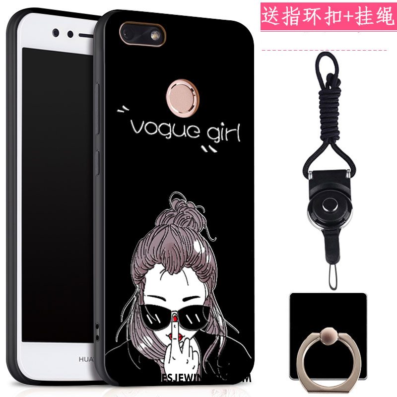 Huawei Y6 Pro 2017 Hoesje Ring Mobiele Telefoon Zwart, Huawei Y6 Pro 2017 Hoesje Klittenband Hanger