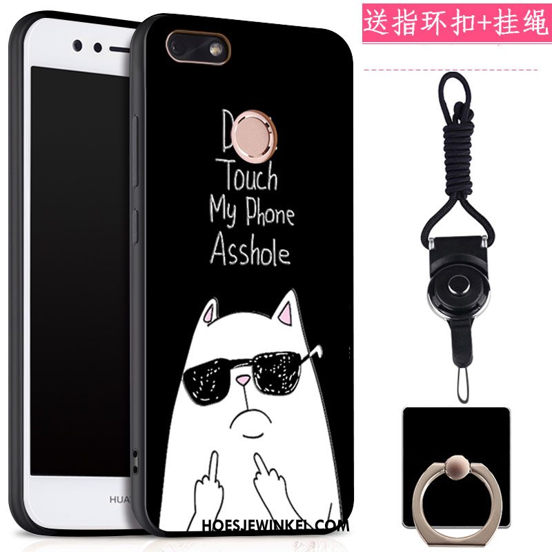 Huawei Y6 Pro 2017 Hoesje Ring Mobiele Telefoon Zwart, Huawei Y6 Pro 2017 Hoesje Klittenband Hanger