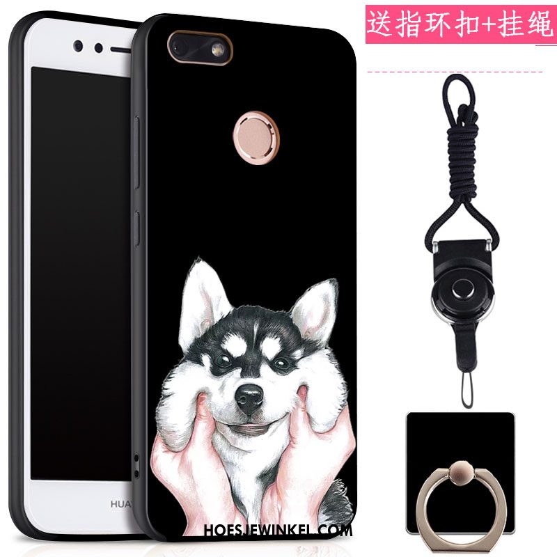 Huawei Y6 Pro 2017 Hoesje Ring Mobiele Telefoon Zwart, Huawei Y6 Pro 2017 Hoesje Klittenband Hanger