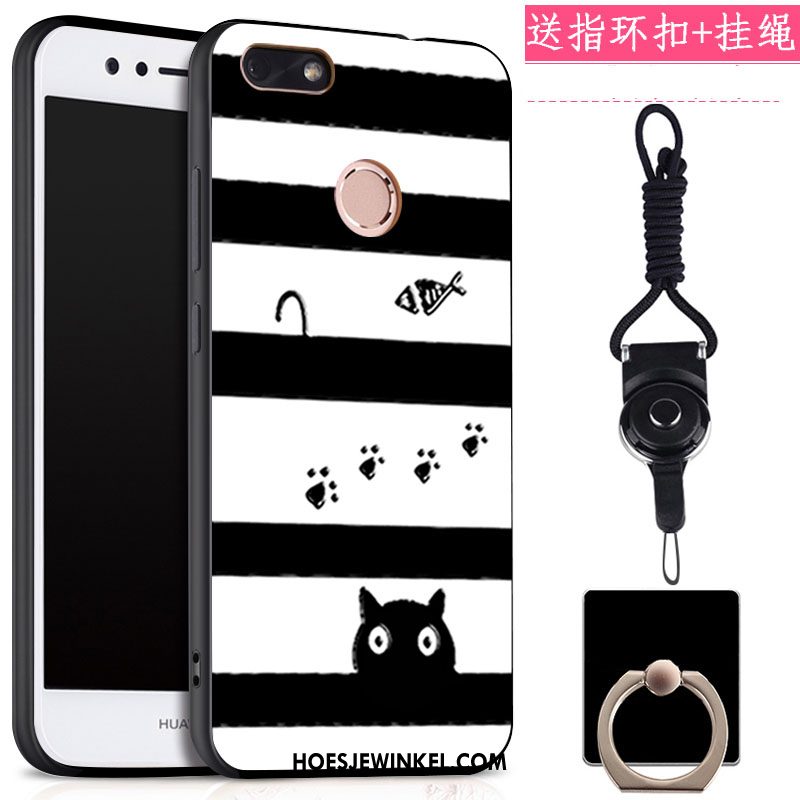 Huawei Y6 Pro 2017 Hoesje Ring Mobiele Telefoon Zwart, Huawei Y6 Pro 2017 Hoesje Klittenband Hanger