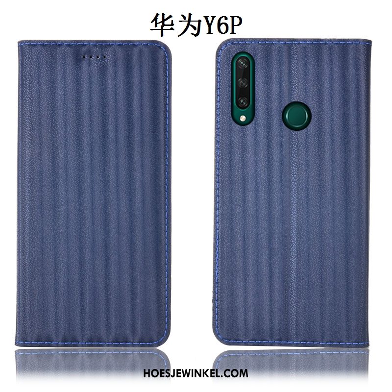 Huawei Y6p Hoesje Hoes All Inclusive Echt Leer, Huawei Y6p Hoesje Anti-fall Bescherming Braun