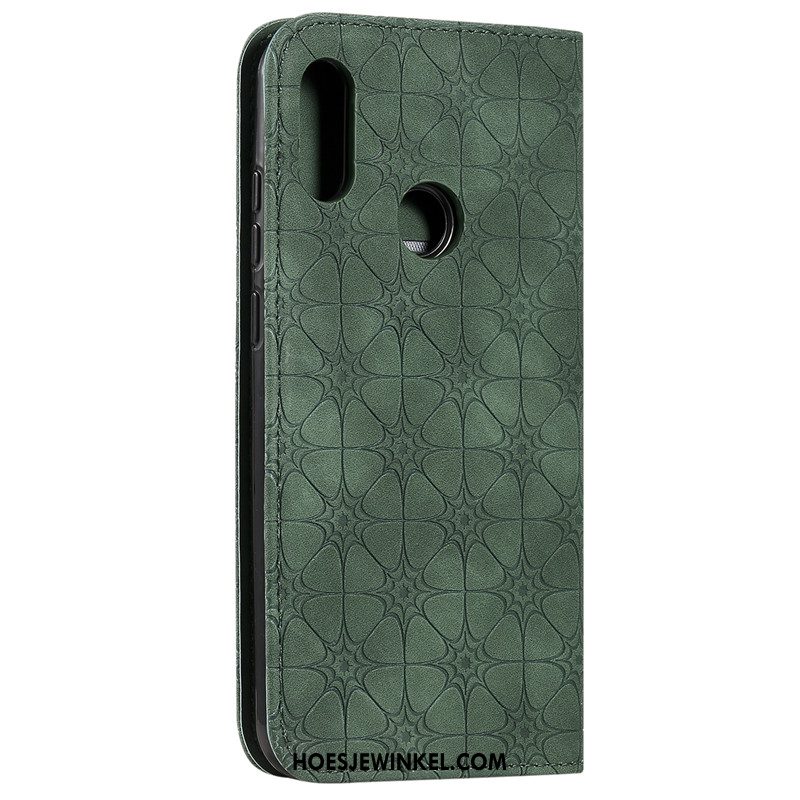 Huawei Y6s Hoesje Folio Groen Reliëf, Huawei Y6s Hoesje Mobiele Telefoon Hanger