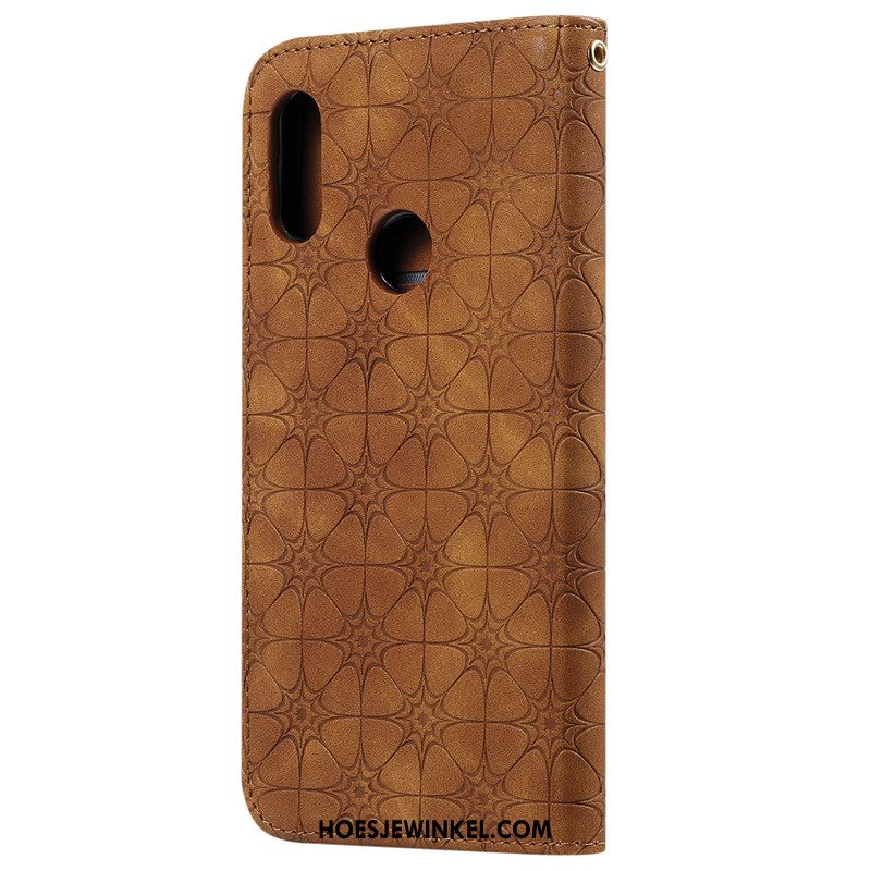 Huawei Y6s Hoesje Folio Groen Reliëf, Huawei Y6s Hoesje Mobiele Telefoon Hanger