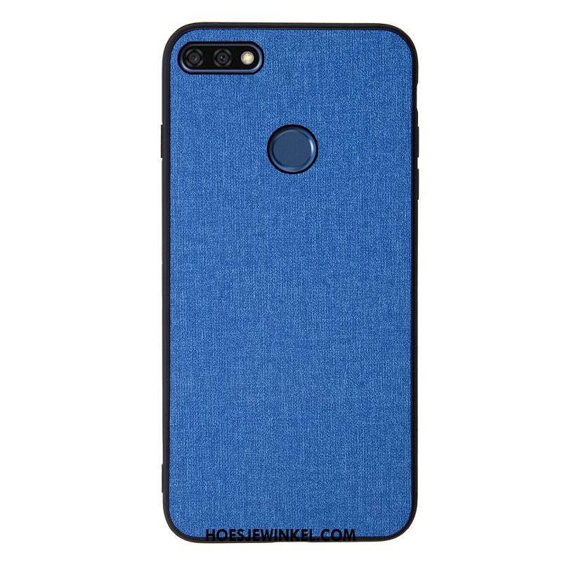 Huawei Y7 2018 Hoesje Blauw Doek Bescherming, Huawei Y7 2018 Hoesje All Inclusive Mobiele Telefoon