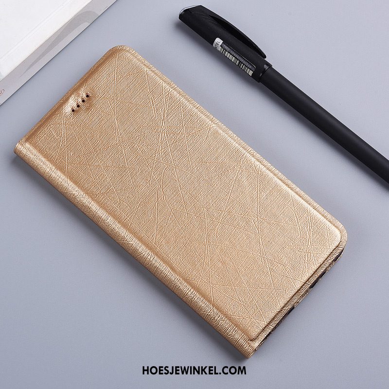 Huawei Y7 2018 Hoesje Folio Mobiele Telefoon Leren Etui, Huawei Y7 2018 Hoesje Zijde Siliconen