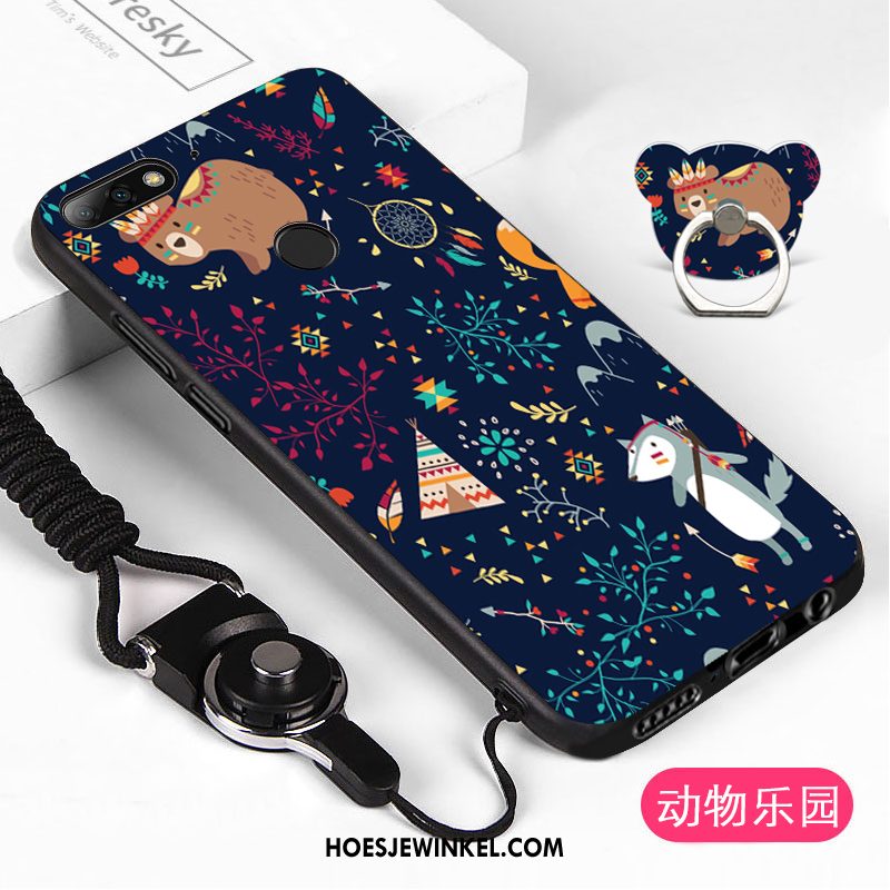 Huawei Y7 2018 Hoesje Hanger Hoes Blauw, Huawei Y7 2018 Hoesje Mobiele Telefoon