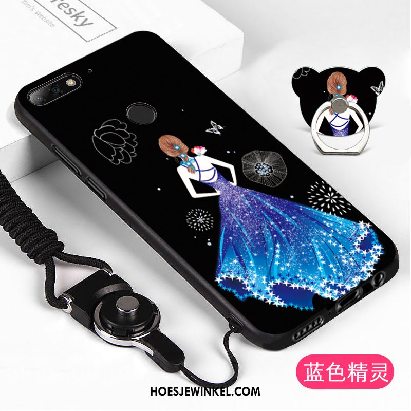 Huawei Y7 2018 Hoesje Hanger Hoes Blauw, Huawei Y7 2018 Hoesje Mobiele Telefoon