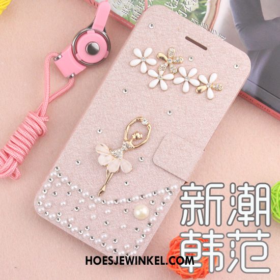 Huawei Y7 2018 Hoesje Met Strass Leren Etui Hoes, Huawei Y7 2018 Hoesje Blauw Mobiele Telefoon