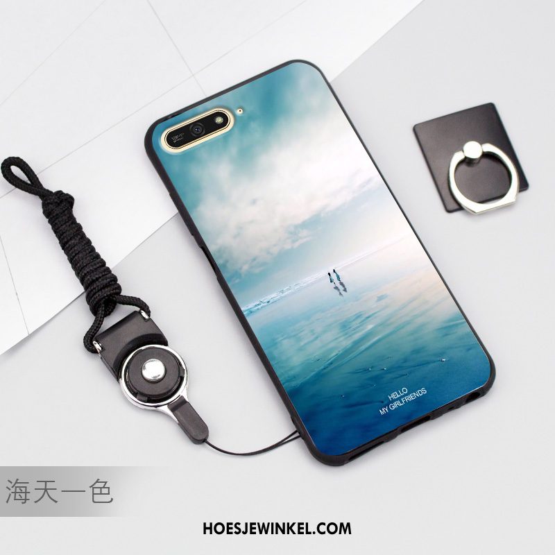 Huawei Y7 2018 Hoesje Mobiele Telefoon Donkerblauw Hoes, Huawei Y7 2018 Hoesje Siliconen Bescherming
