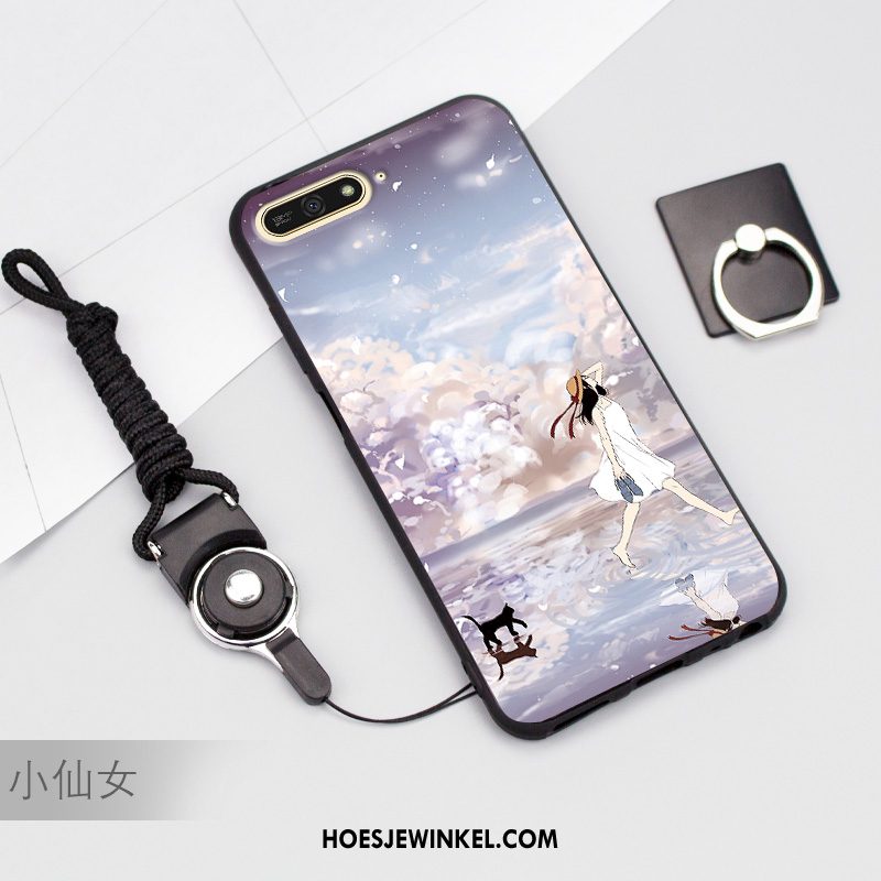 Huawei Y7 2018 Hoesje Mobiele Telefoon Donkerblauw Hoes, Huawei Y7 2018 Hoesje Siliconen Bescherming