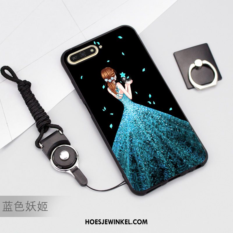 Huawei Y7 2018 Hoesje Mobiele Telefoon Donkerblauw Hoes, Huawei Y7 2018 Hoesje Siliconen Bescherming