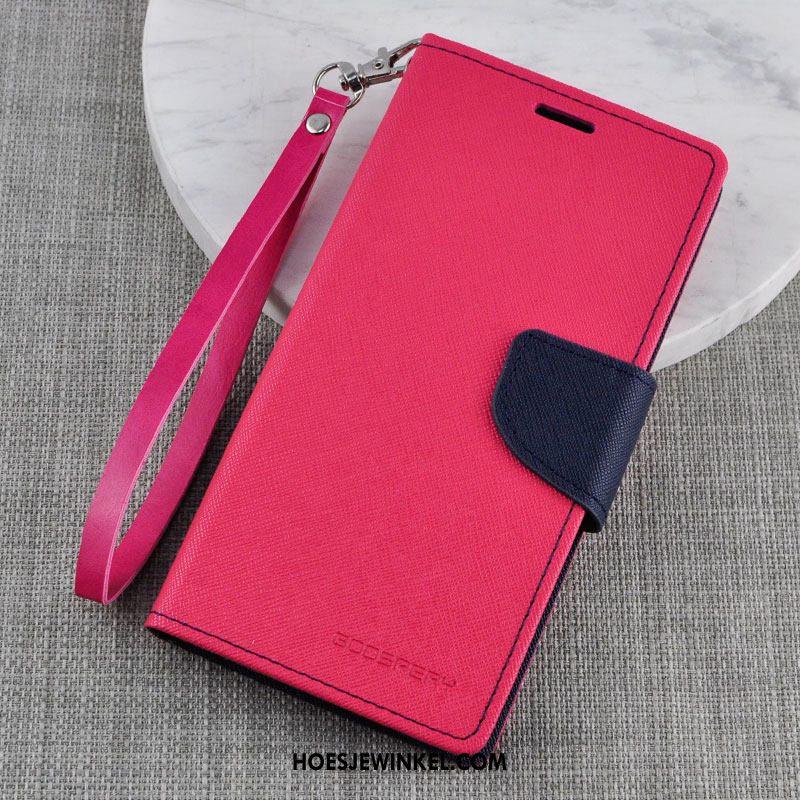 Huawei Y7 2018 Hoesje Mobiele Telefoon Nieuw Leren Etui, Huawei Y7 2018 Hoesje Purper Folio