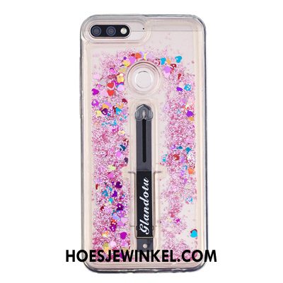 Huawei Y7 2018 Hoesje Purper Hoes Mobiele Telefoon, Huawei Y7 2018 Hoesje Zacht Roze