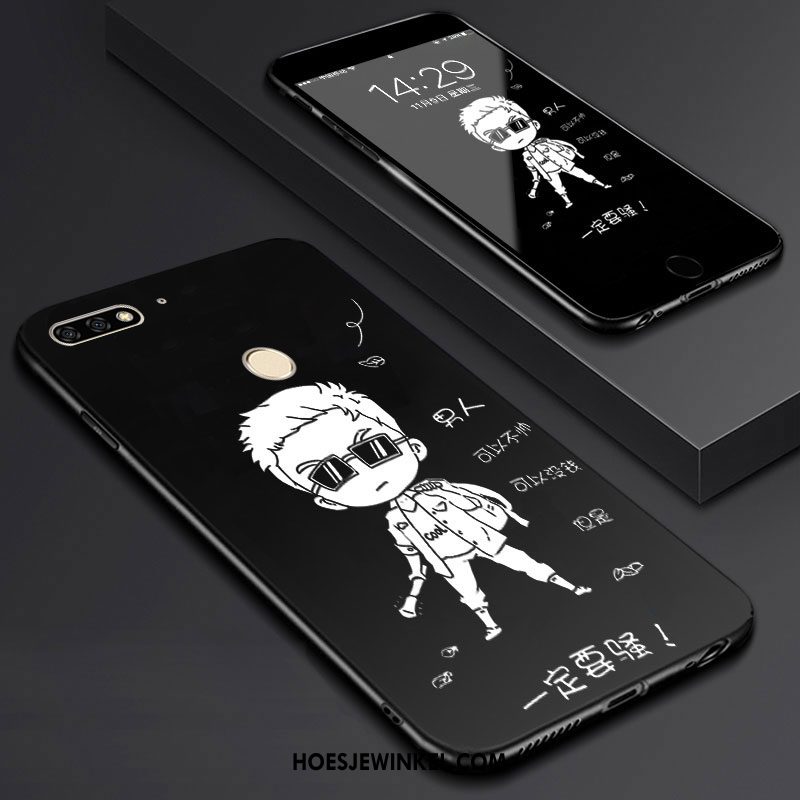 Huawei Y7 2018 Hoesje Skärmskydd Spotprent Tempereren, Huawei Y7 2018 Hoesje Kunst Mobiele Telefoon