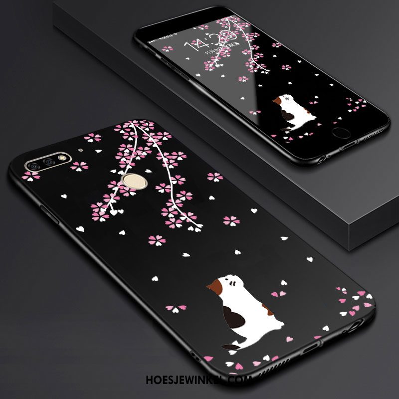 Huawei Y7 2018 Hoesje Skärmskydd Spotprent Tempereren, Huawei Y7 2018 Hoesje Kunst Mobiele Telefoon