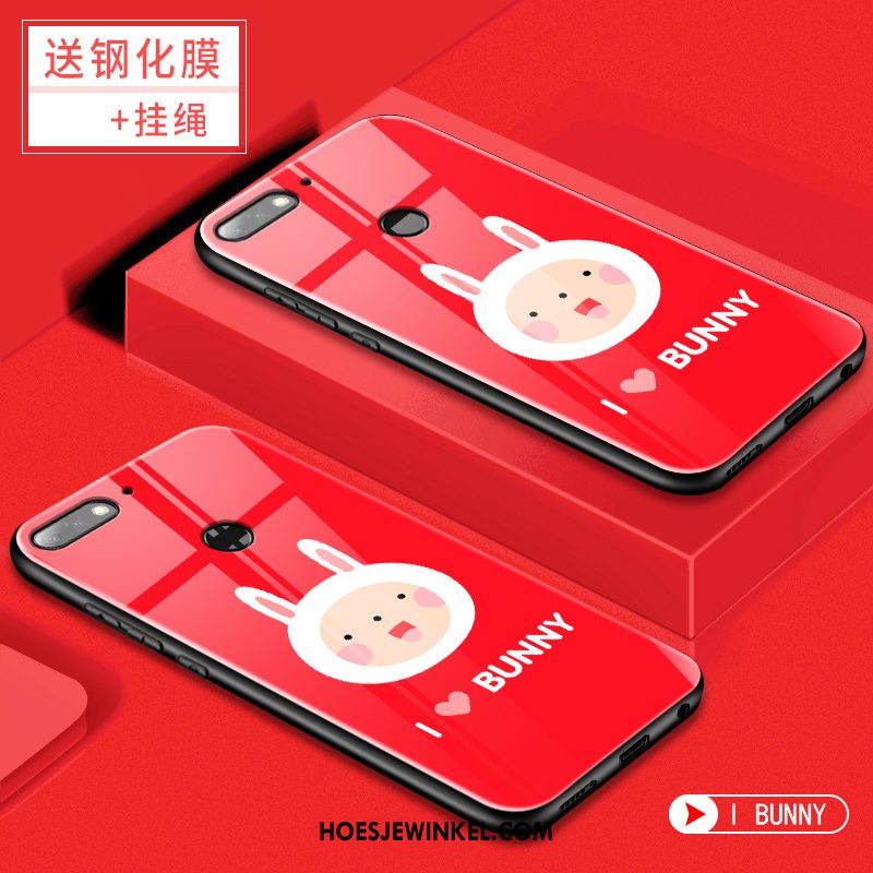 Huawei Y7 2018 Hoesje Trend Roze Tempereren, Huawei Y7 2018 Hoesje Skärmskydd Mobiele Telefoon