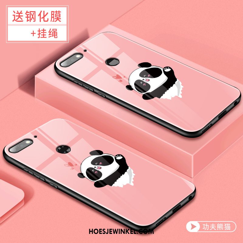 Huawei Y7 2018 Hoesje Trend Roze Tempereren, Huawei Y7 2018 Hoesje Skärmskydd Mobiele Telefoon